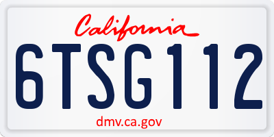 CA license plate 6TSG112