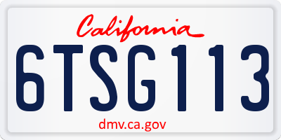 CA license plate 6TSG113