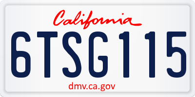 CA license plate 6TSG115