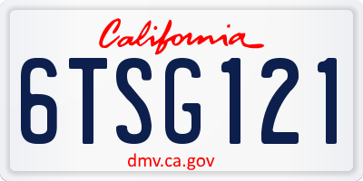 CA license plate 6TSG121