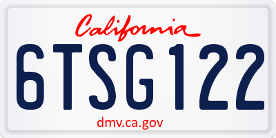 CA license plate 6TSG122
