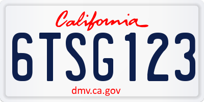 CA license plate 6TSG123