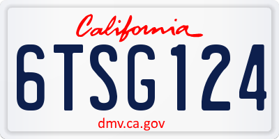 CA license plate 6TSG124