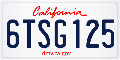 CA license plate 6TSG125