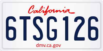 CA license plate 6TSG126