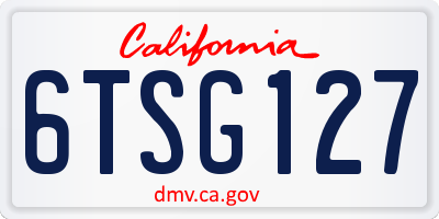 CA license plate 6TSG127
