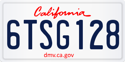 CA license plate 6TSG128