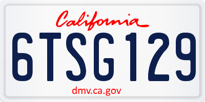 CA license plate 6TSG129