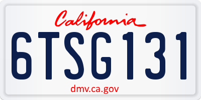 CA license plate 6TSG131