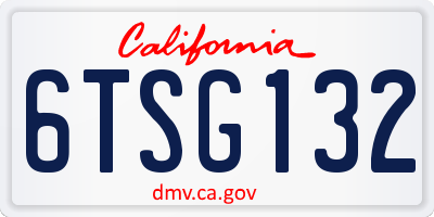 CA license plate 6TSG132