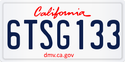 CA license plate 6TSG133