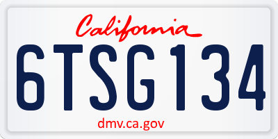 CA license plate 6TSG134