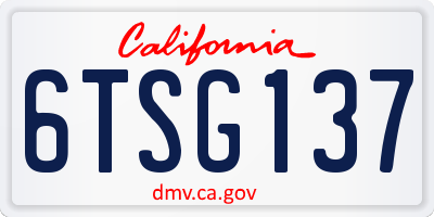 CA license plate 6TSG137