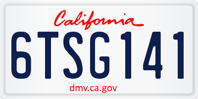 CA license plate 6TSG141
