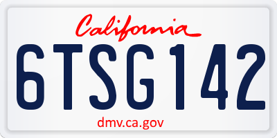 CA license plate 6TSG142
