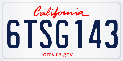CA license plate 6TSG143