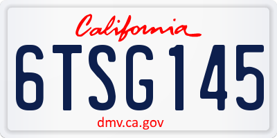 CA license plate 6TSG145