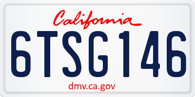 CA license plate 6TSG146