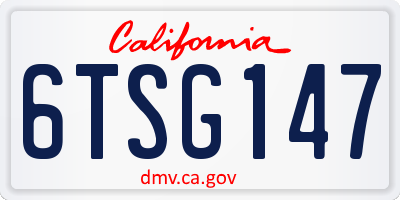 CA license plate 6TSG147