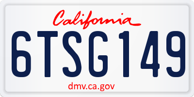CA license plate 6TSG149