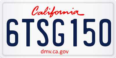 CA license plate 6TSG150