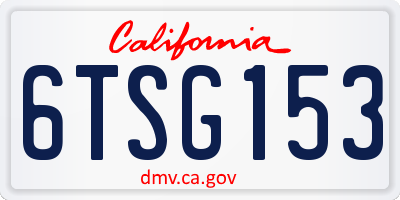 CA license plate 6TSG153