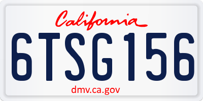 CA license plate 6TSG156