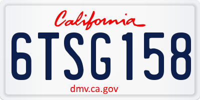 CA license plate 6TSG158