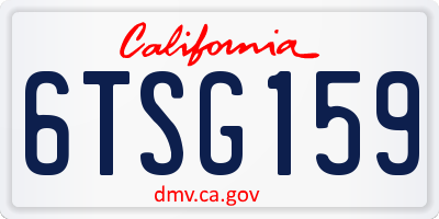 CA license plate 6TSG159