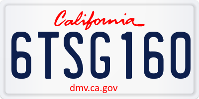 CA license plate 6TSG160