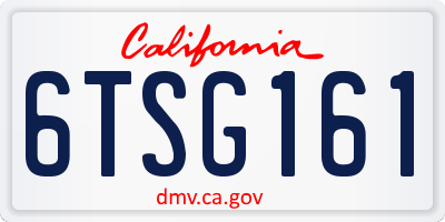 CA license plate 6TSG161