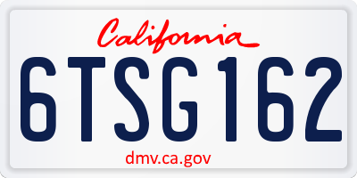 CA license plate 6TSG162