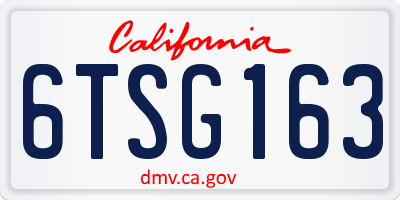 CA license plate 6TSG163