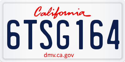 CA license plate 6TSG164