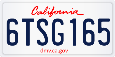 CA license plate 6TSG165