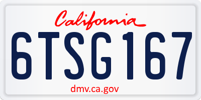 CA license plate 6TSG167