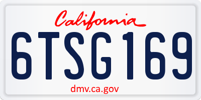 CA license plate 6TSG169
