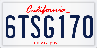 CA license plate 6TSG170