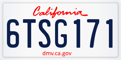 CA license plate 6TSG171