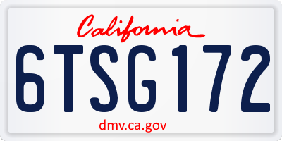 CA license plate 6TSG172