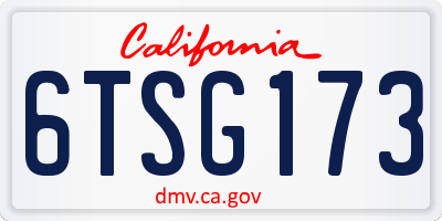 CA license plate 6TSG173