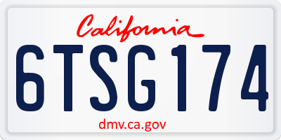 CA license plate 6TSG174