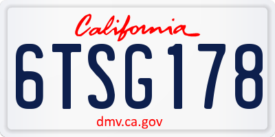 CA license plate 6TSG178