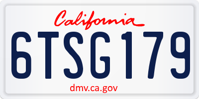 CA license plate 6TSG179