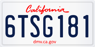 CA license plate 6TSG181