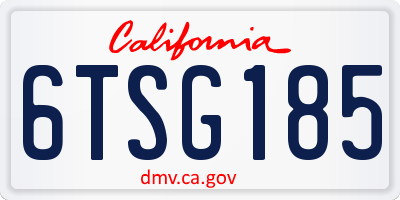 CA license plate 6TSG185
