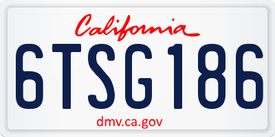 CA license plate 6TSG186