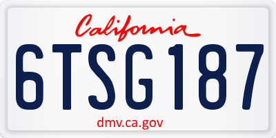 CA license plate 6TSG187