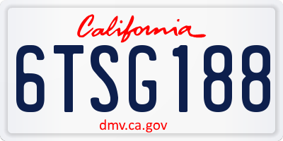 CA license plate 6TSG188