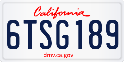 CA license plate 6TSG189